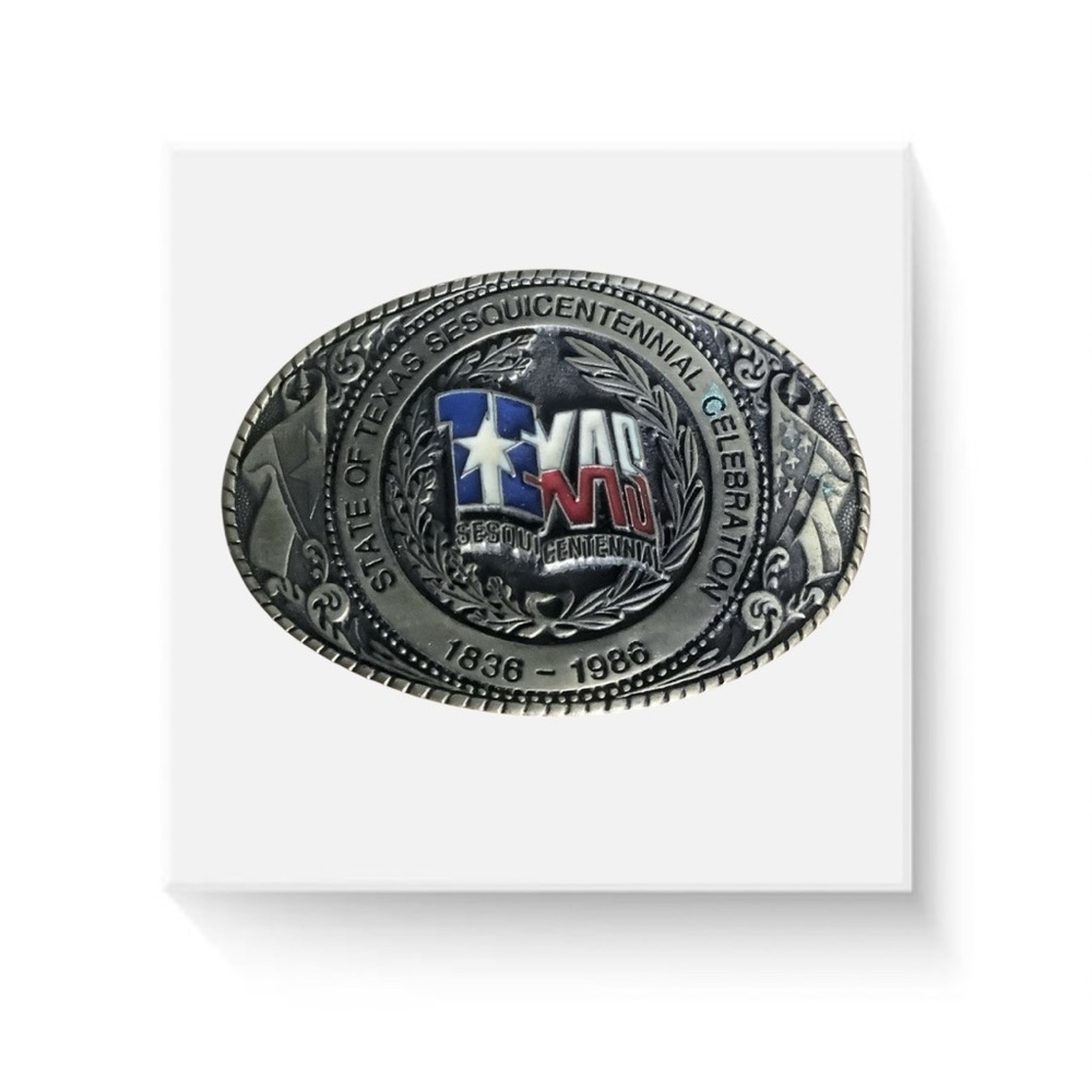Vintage State of Texas Sesquicentennial Brass Belt Buckle 12477